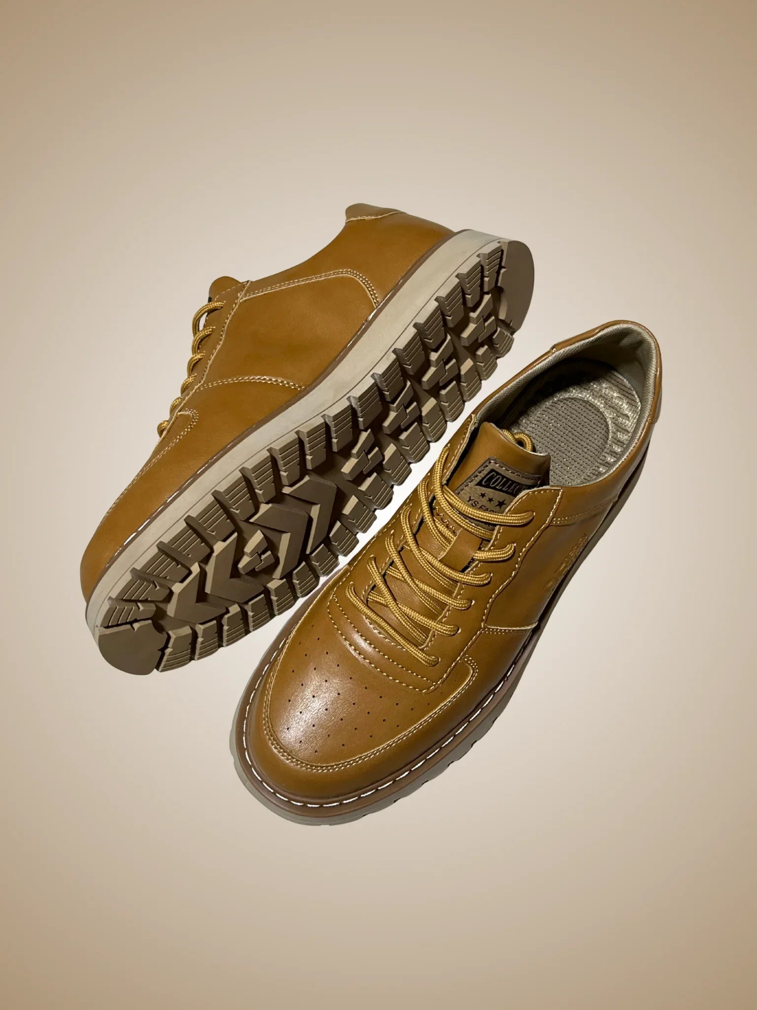 Men’s Leather Casual Sneakers – Handmade Comfort Shoes (Tan & Black)