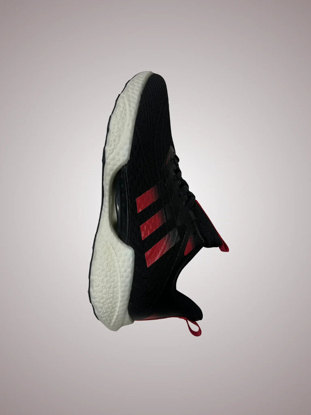 Adidas Boost Running Shoes – Black Red Stripes, Lightweight & Cushioned Sneakers for Men