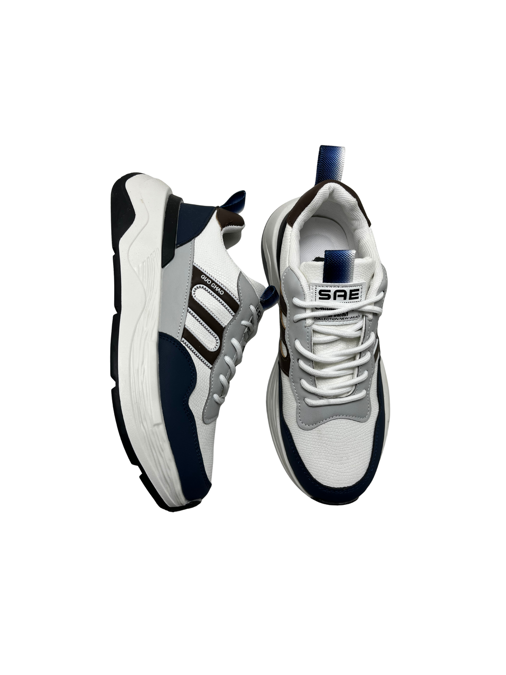 Men’s Chunky Sneakers | Black, Olive Green & Blue Everyday Sports Shoes | GUO CHAO