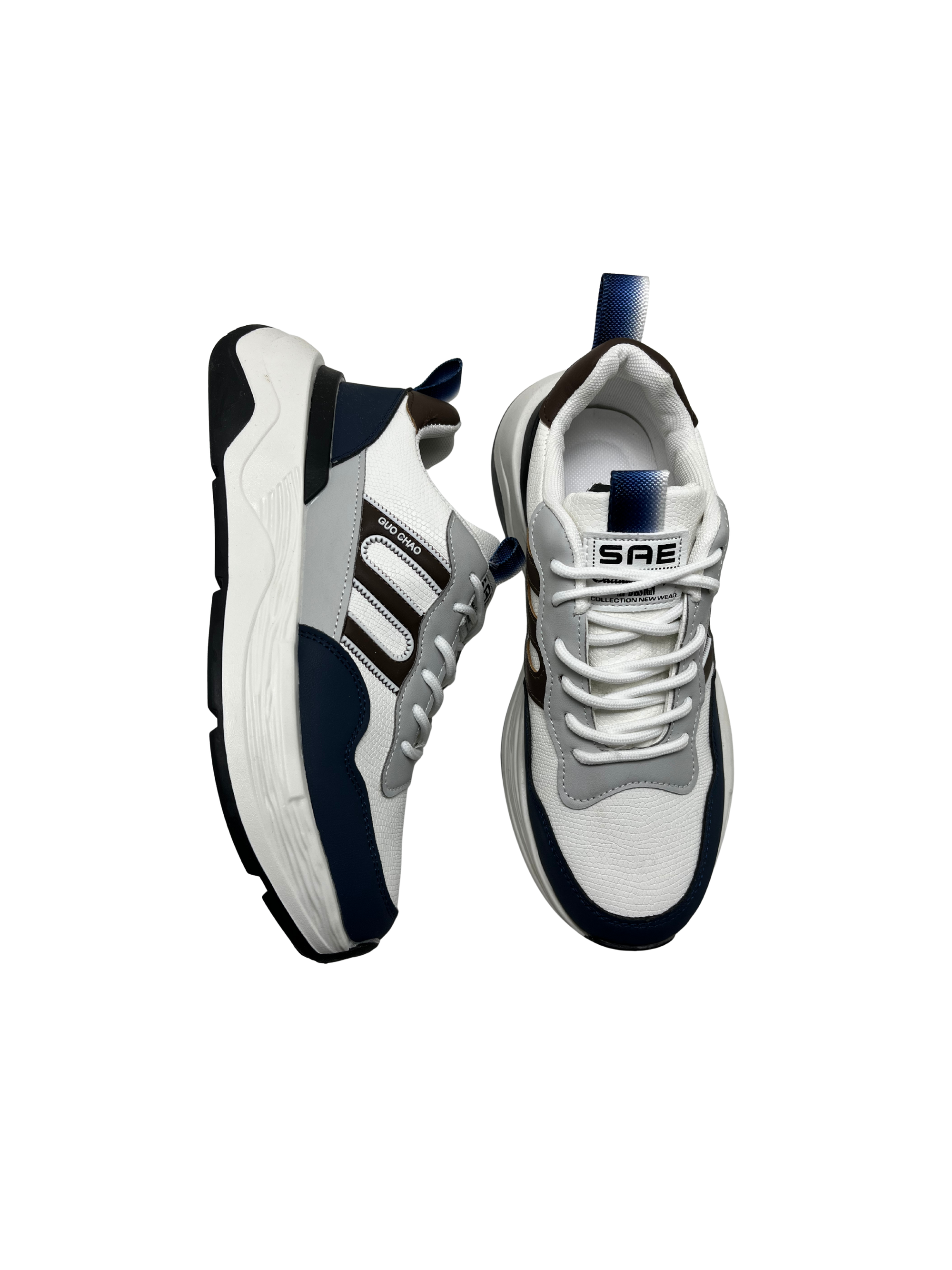 Men’s Chunky Sneakers | Black, Olive Green & Blue Everyday Sports Shoes | GUO CHAO