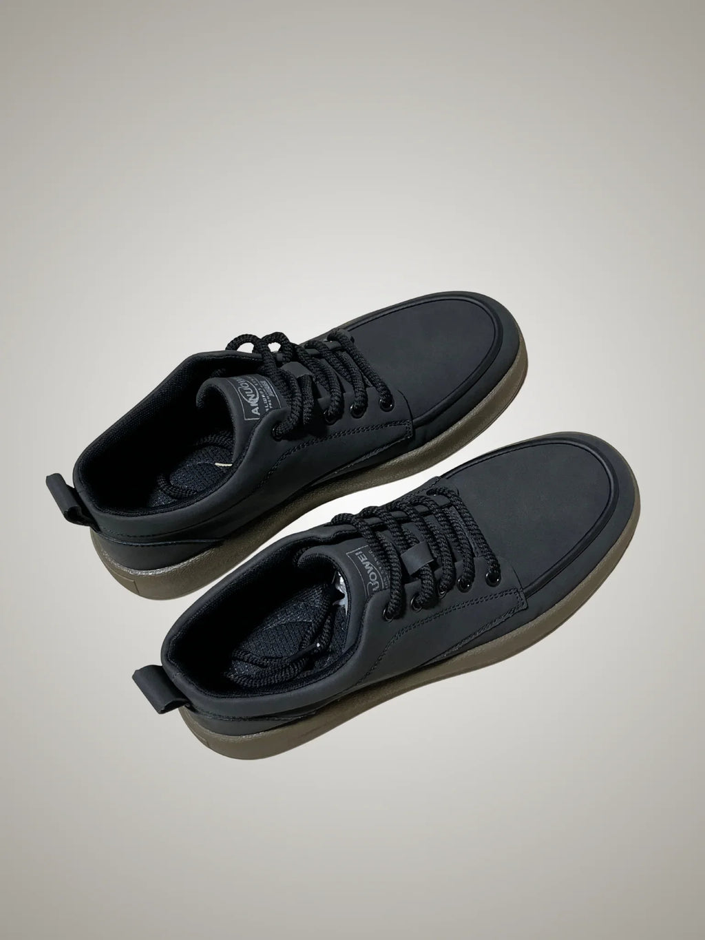 Men’s Black & Brown Leather Sneakers – Minimalist Casual Shoes with Soft Sole | Stylish Everyday Foot