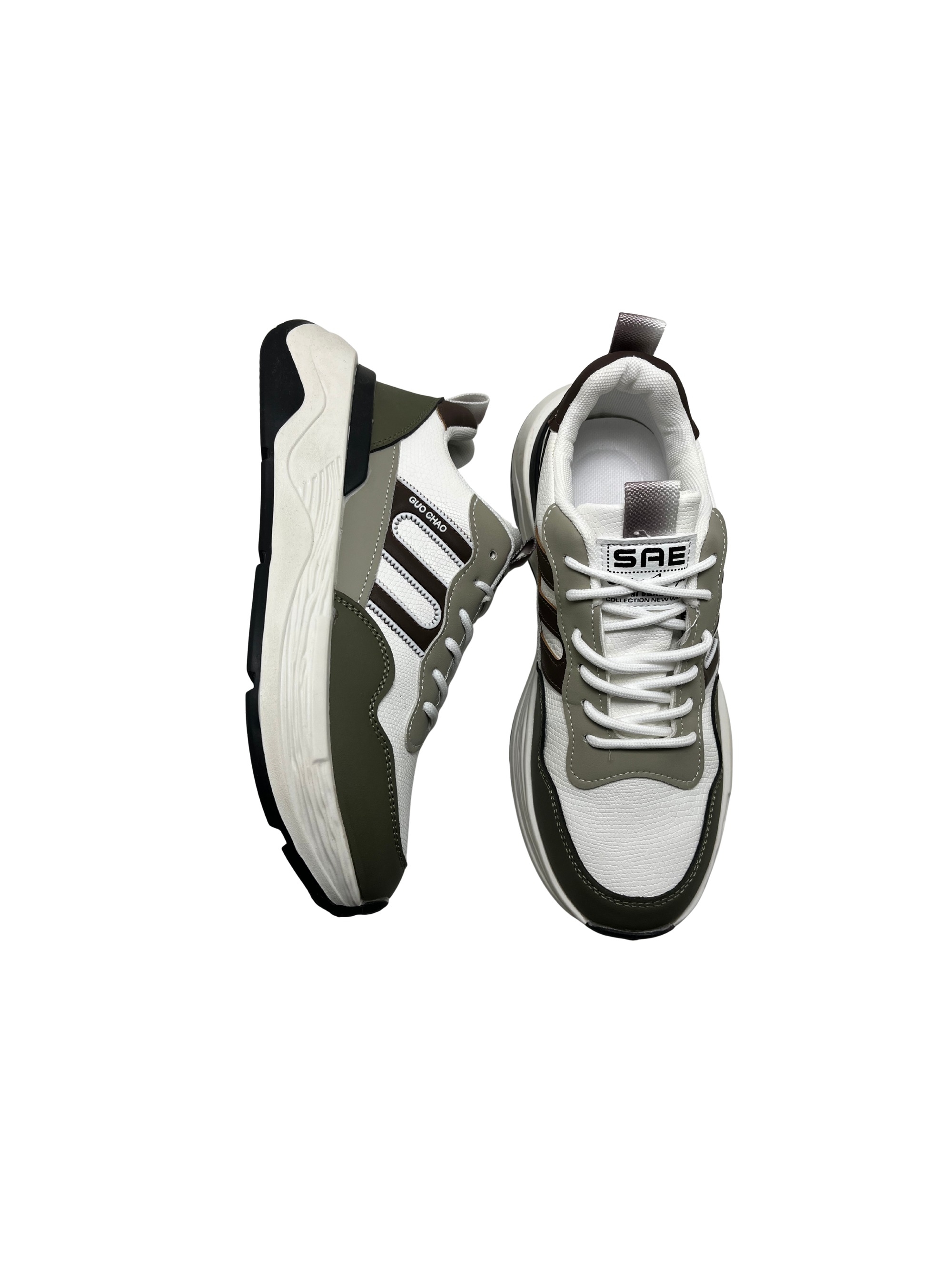 Men’s Chunky Sneakers | Black, Olive Green & Blue Everyday Sports Shoes | GUO CHAO