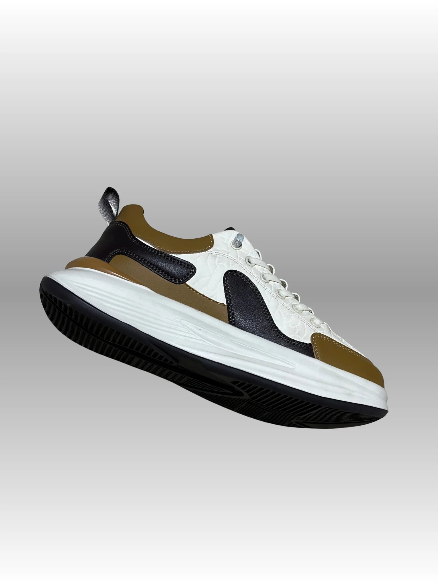 Men’s Premium Chunky Sneakers – Tricolor White, Brown & Black | CAEGRLO Stylish Streetwear Casual Shoes for Everyday Comfort