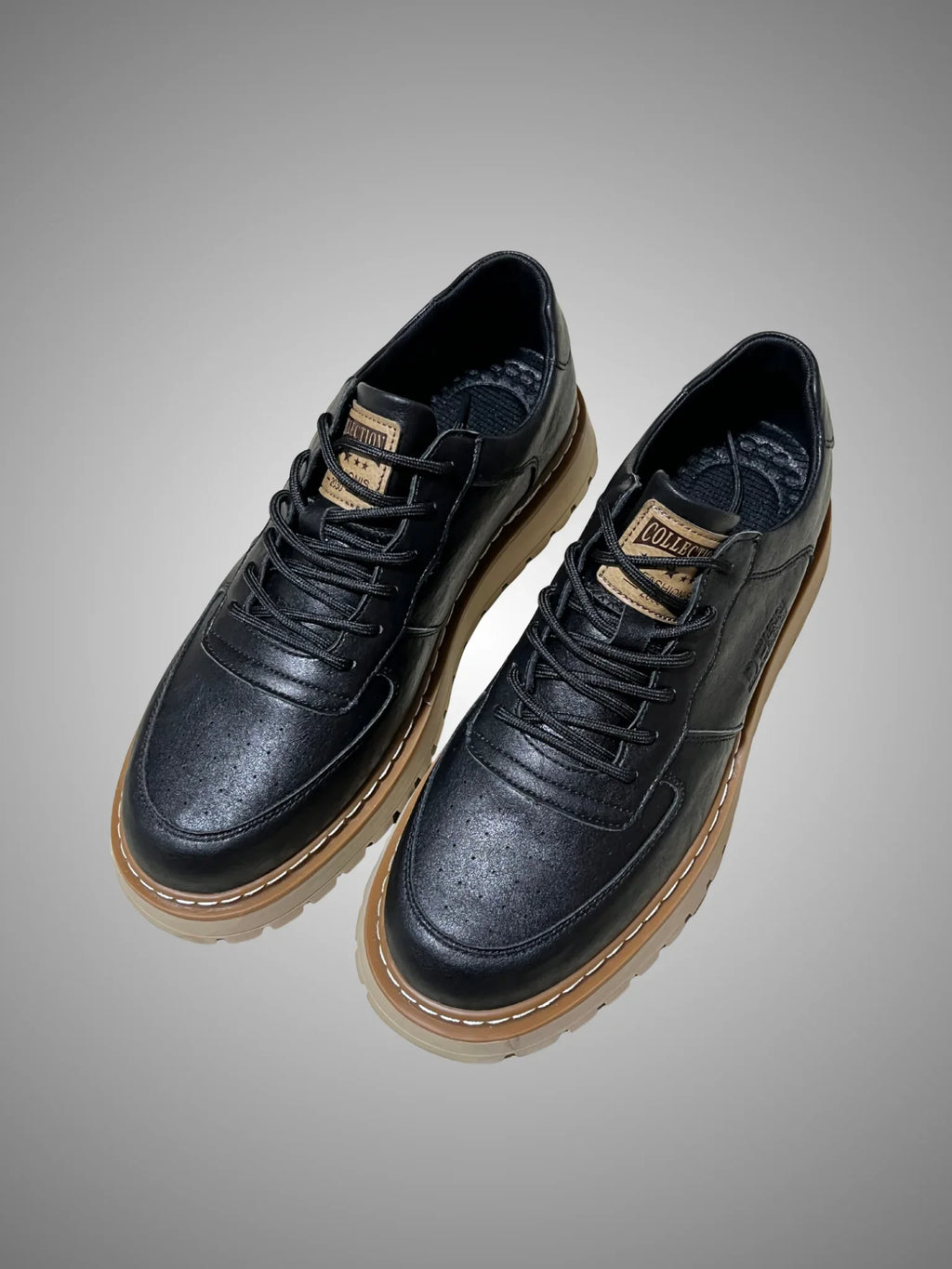 Men’s Leather Casual Sneakers – Handmade Comfort Shoes (Tan & Black)