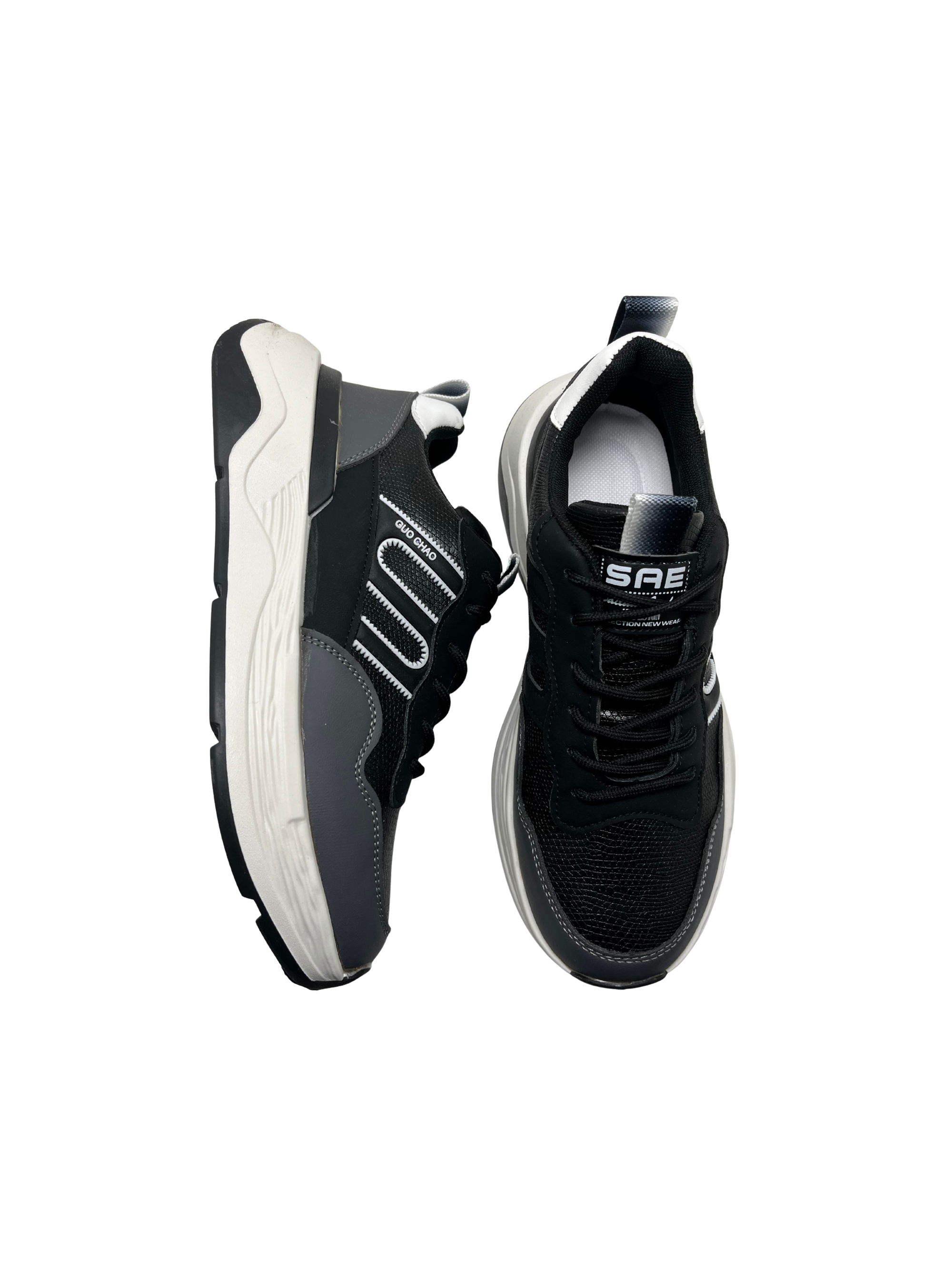 Men’s Chunky Sneakers | Black, Olive Green & Blue Everyday Sports Shoes | GUO CHAO