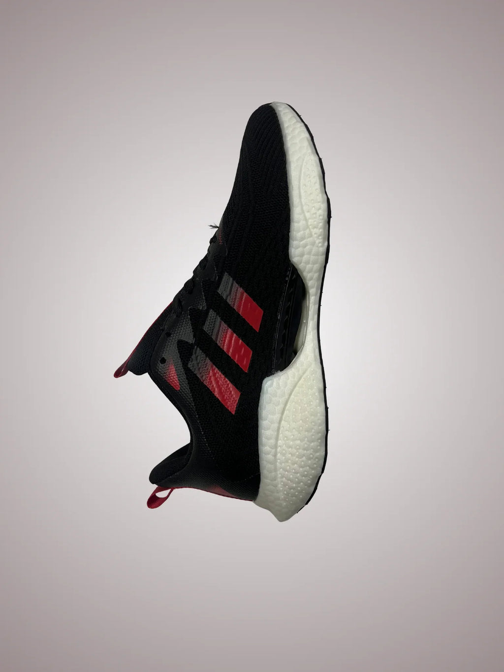 Adidas Boost Running Shoes – Black Red Stripes, Lightweight & Cushioned Sneakers for Men