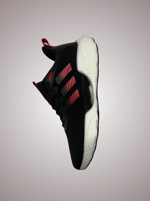 Adidas Boost Running Shoes – Black Red Stripes, Lightweight & Cushioned Sneakers for Men