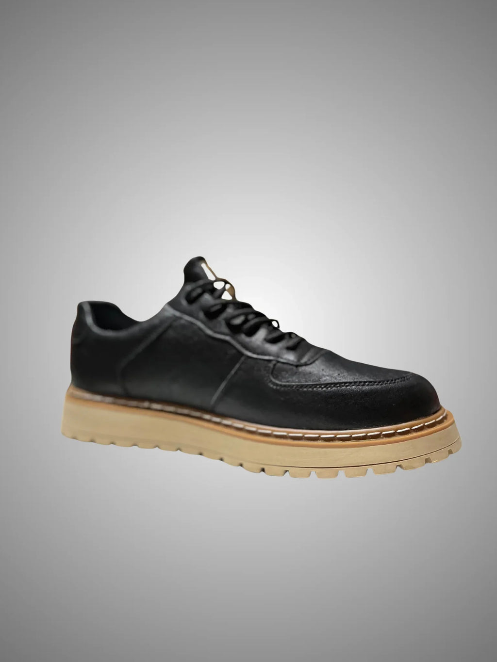 Men’s Leather Casual Sneakers – Handmade Comfort Shoes (Tan & Black)