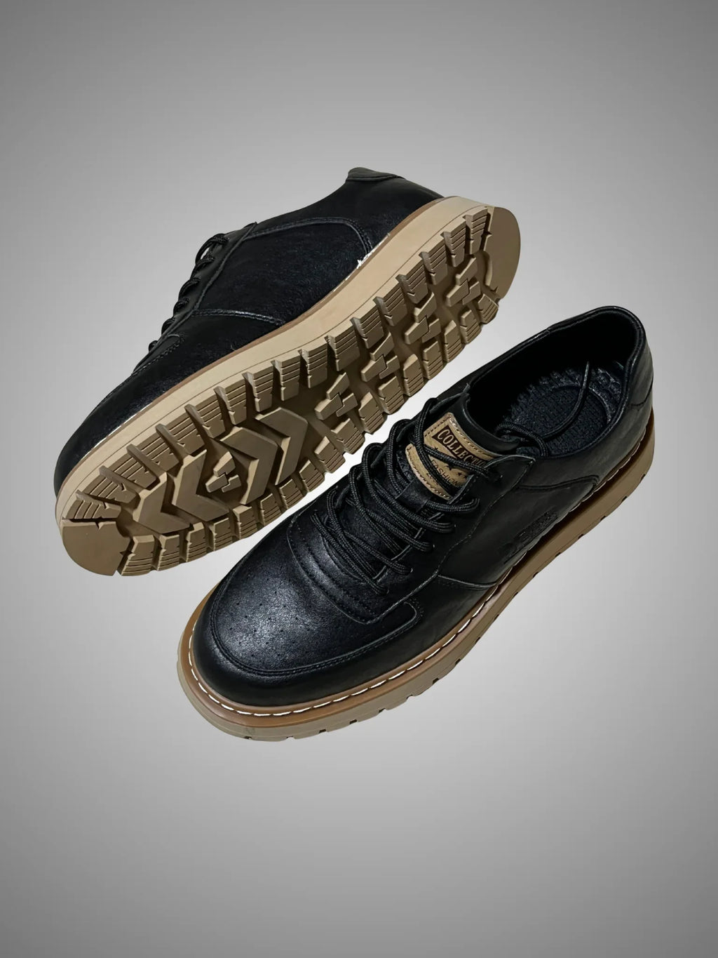 Men’s Leather Casual Sneakers – Handmade Comfort Shoes (Tan & Black)