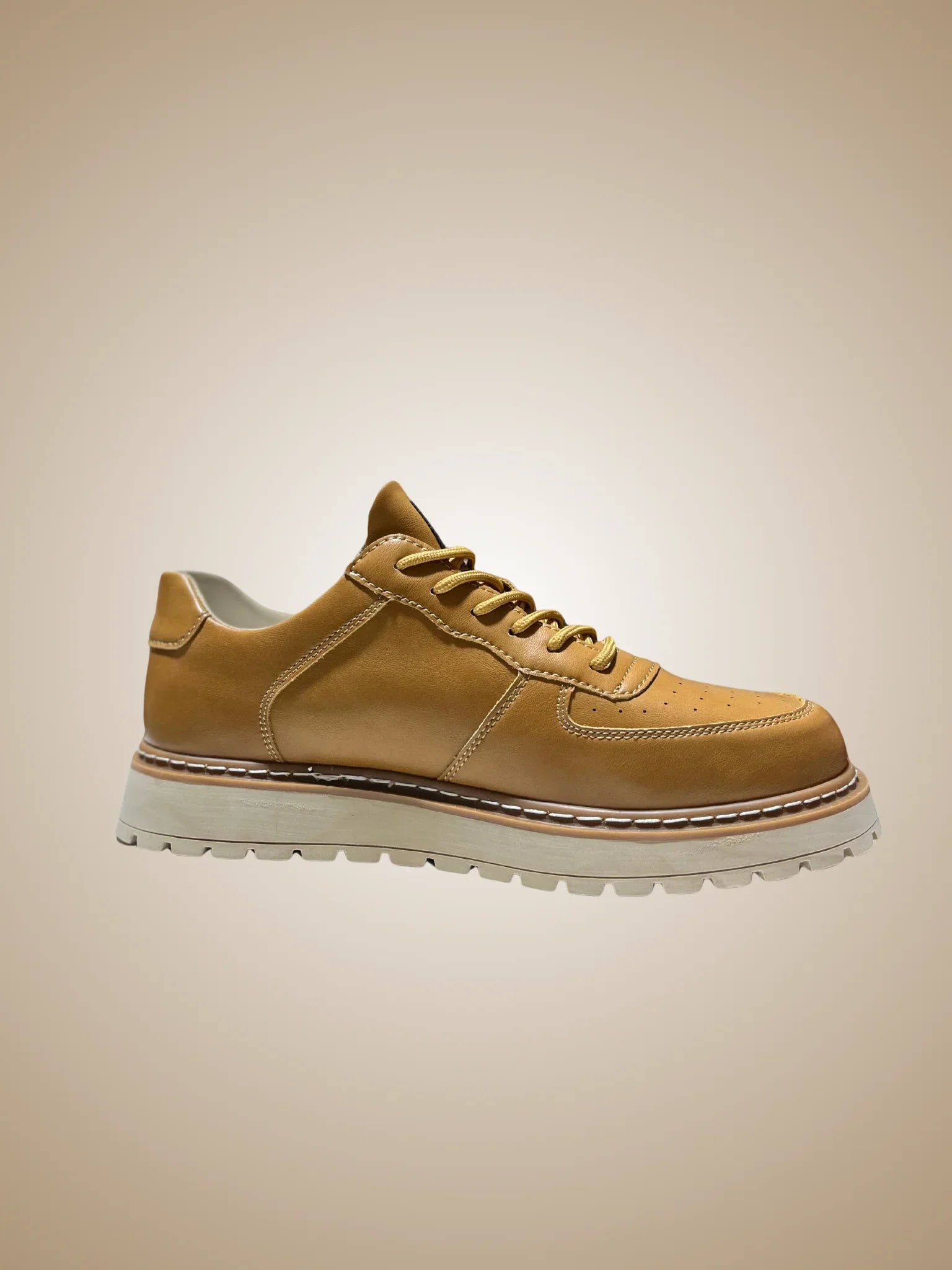 Men’s Leather Casual Sneakers – Handmade Comfort Shoes (Tan & Black)